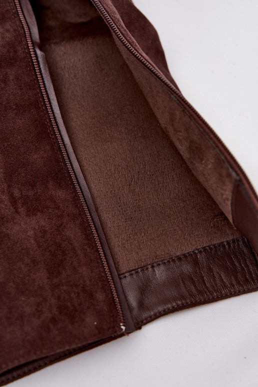 pašiltinti moteriški ilgaauliai batai su sagtimis CzekoladoĮe Umbria