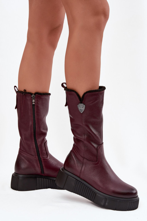 ilgaauliai batai  Zazoo 70121 bordo spalvos    ilgaauliai batai  Zazoo 70121 bordo spalvos
