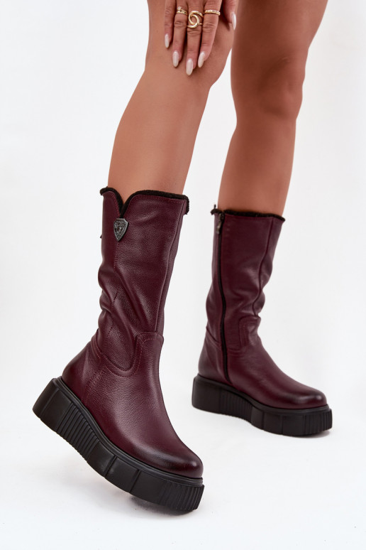 ilgaauliai batai  Zazoo 70121 bordo spalvos    ilgaauliai batai  Zazoo 70121 bordo spalvos