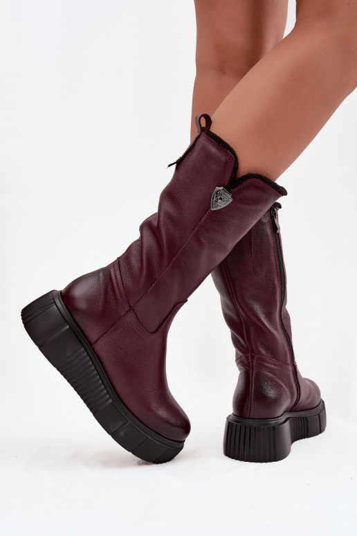 ilgaauliai batai  Zazoo 70121 bordo spalvos    ilgaauliai batai  Zazoo 70121 bordo spalvos