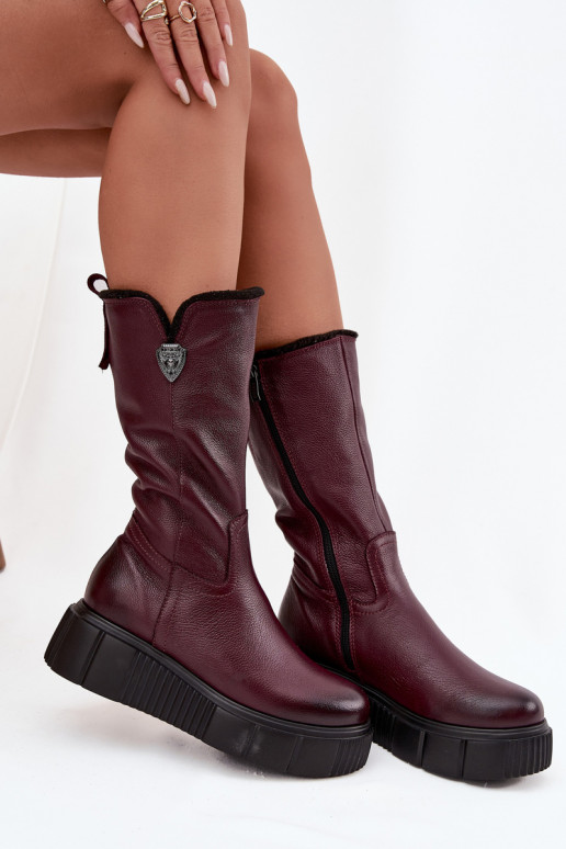 ilgaauliai batai  Zazoo 70121 bordo spalvos    ilgaauliai batai  Zazoo 70121 bordo spalvos