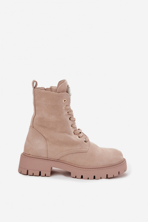 Darbiniai kulkšnies batai Moteriškas su spindinčiomis akutėmis Įjungta Języku dramblio kaulo spalvos Rosira