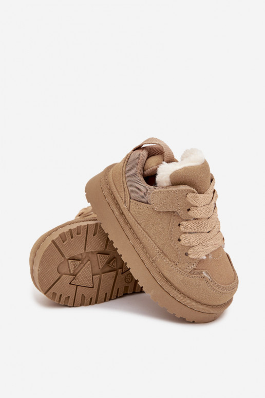Vaikiški  modelio batai pašiltinti su kailiuku viduje smėlio spalvos Mireen Vaikiški  modelio batai pašiltinti su kailiuku viduje smėlio spalvos Mireen