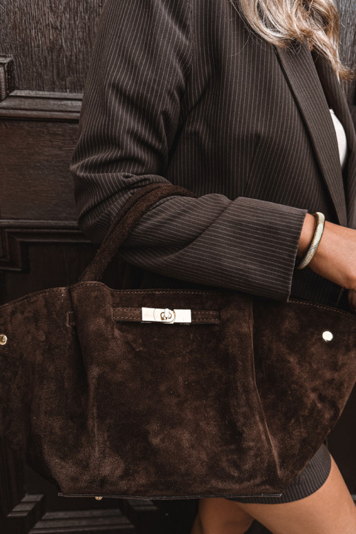 Rankinė Z Naturalnego Zamszu Czekoladowa Fiorenza Rankinė Z Naturalnego Zamszu Czekoladowa Fiorenza