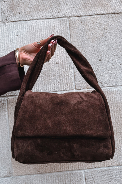 Skórzana Zamszowa Rankinė Czekoladowa Monelle