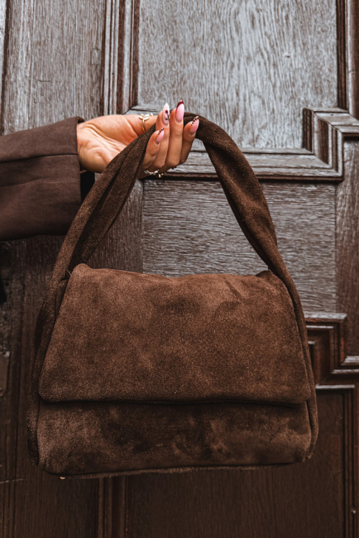 Skórzana Zamszowa Rankinė Czekoladowa Monelle