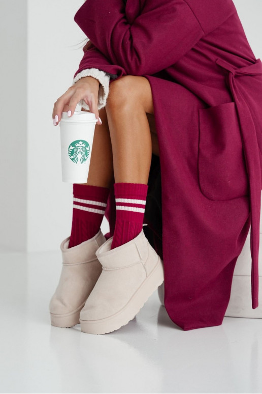 Kojinės  Warkocz su juostelėmis bordo spalvos