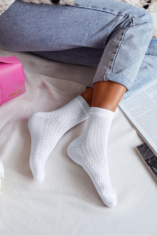Kojinės  su aužūro elementais baltos spalvos
