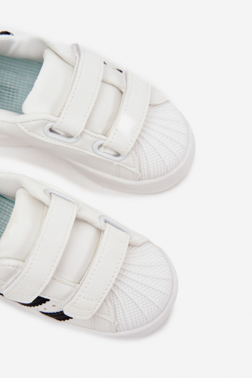 Vaikiški sportiniai bateliai  modelio batai iš eko odos baltos spalvos Renel Vaikiški sportiniai bateliai  modelio batai iš eko odos baltos spalvos Renel