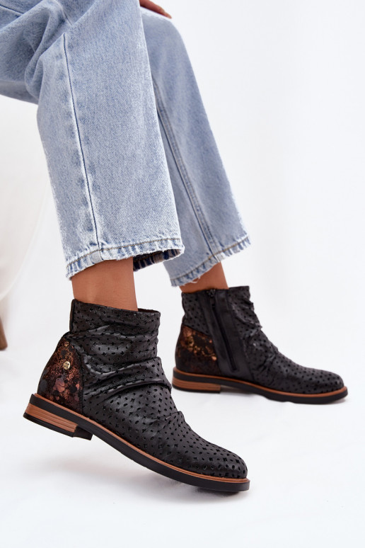 Aulinukai su ažūro elementais  05922-01 Juodos spalvos Aulinukai su ažūro elementais  05922-01 Juodos spalvos