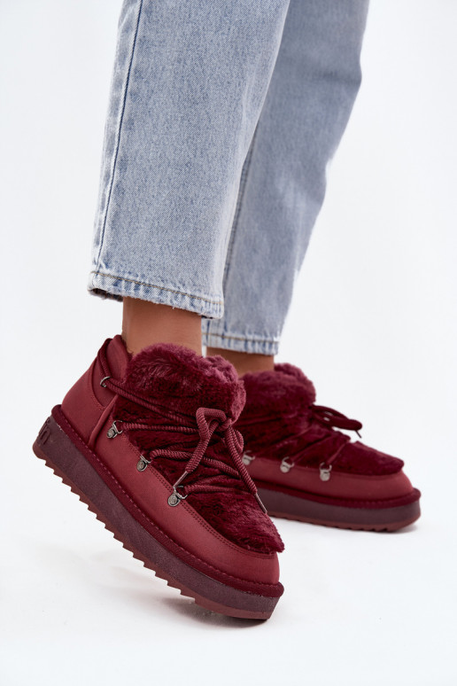 sniego batai su platforma su kailiuku D.Franklin DFSH370011 bordo spalvos  sniego batai su platforma su kailiuku D.Franklin DFSH370011 bordo spalvos