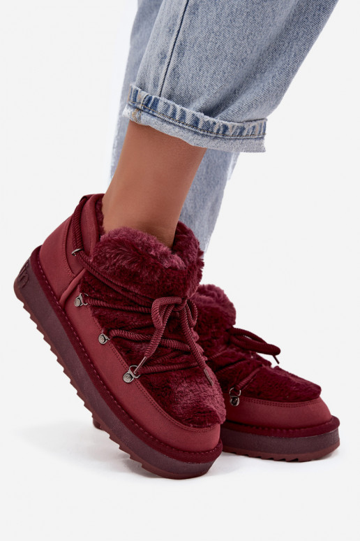 sniego batai su platforma su kailiuku D.Franklin DFSH370011 bordo spalvos  sniego batai su platforma su kailiuku D.Franklin DFSH370011 bordo spalvos