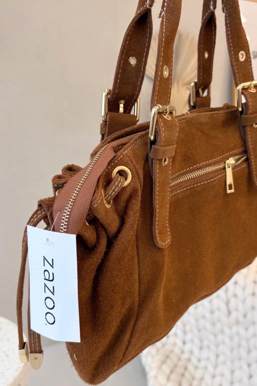 Skórzana Zamszowa Rankinė rudos spalvos Ovelia Skórzana Zamszowa Rankinė rudos spalvos Ovelia