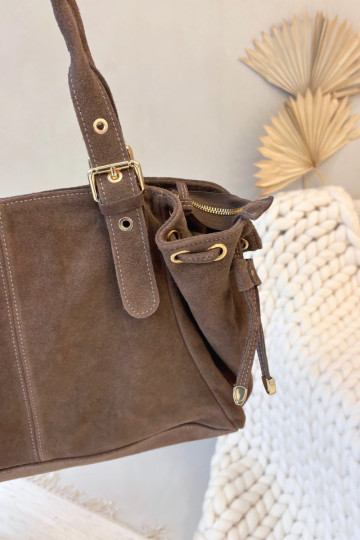 Skórzana Zamszowa Rankinė dramblio kaulo spalvos Ilienne 2