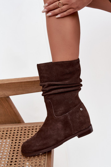 Zomšiniai batai   pašiltinti  K7211-02 Czekoladowe