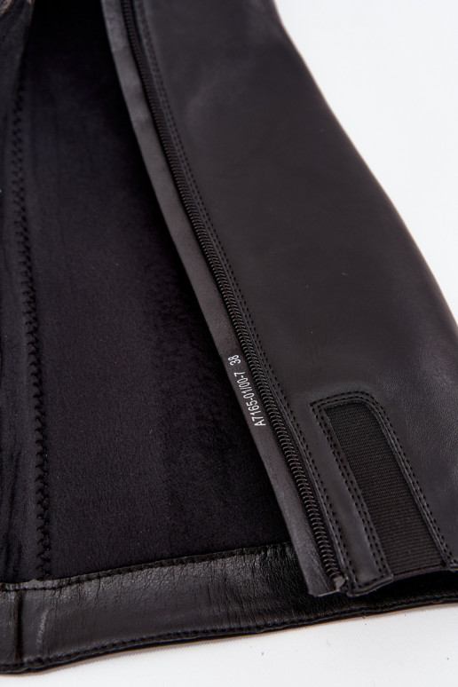 pašiltinti moteriški ilgaauliai batai su kulniukais  A7165-01 Juodos spalvos   pašiltinti moteriški ilgaauliai batai su kulniukais  A7165-01 Juodos spalvos