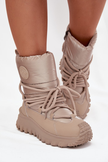 sniego batai su platforma Lee Cooper LCJ-25-12-3663 smėlio spalvos-aukso spalvos