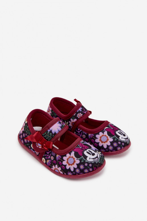 Mergaitiškos MINNIE MOUSE Nomi bordo spalvos šlepetės-baletkos