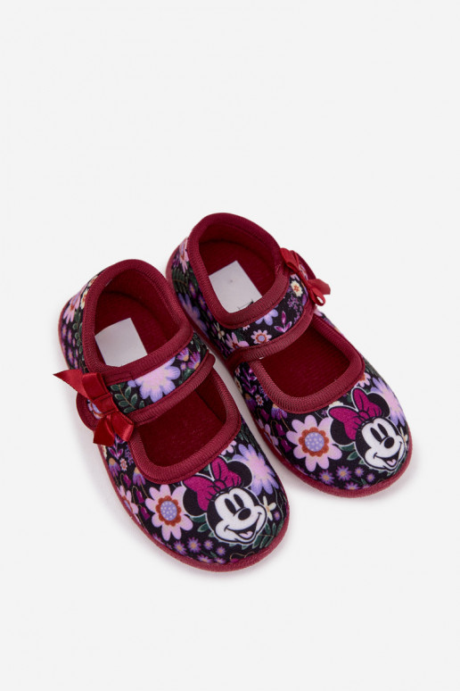 Mergaitiškos MINNIE MOUSE Nomi bordo spalvos šlepetės-baletkos