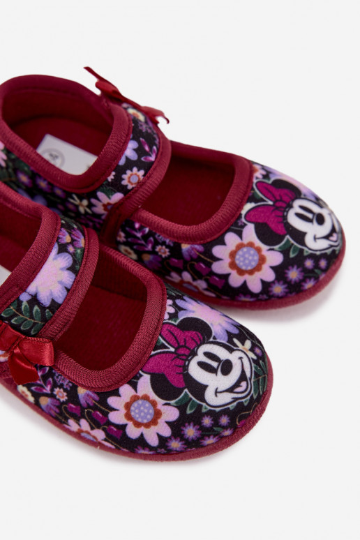 Mergaitiškos MINNIE MOUSE Nomi bordo spalvos šlepetės-baletkos