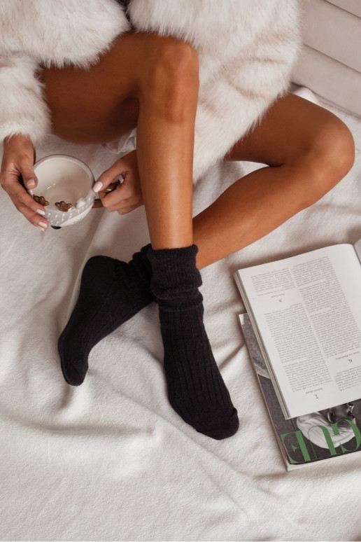 Kojinės  Wełniane su alpakomis Juodos spalvos Kojinės  Wełniane su alpakomis Juodos spalvos