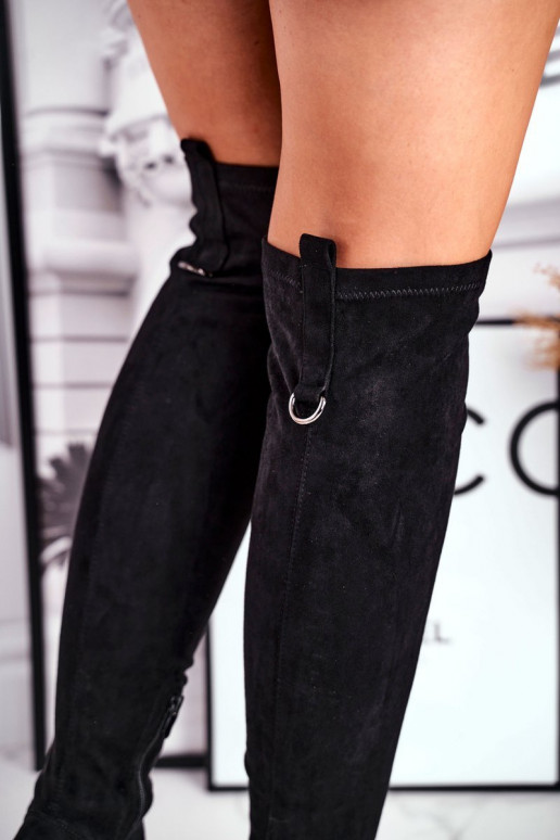 Ilgaauliai batai iki kelių  iš eko zomšos juodos spalvos Can't Stop