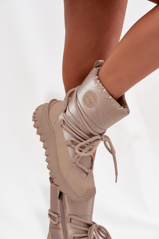 Oda sniego batai su platforma Lee Cooper LCJ-25-12-3663 smėlio spalvos-aukso spalvos