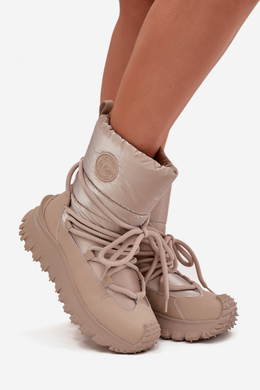 Oda sniego batai su platforma Lee Cooper LCJ-25-12-3663 smėlio spalvos-aukso spalvos