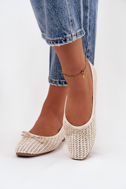 Balerinos  I Kokardką dramblio kaulo spalvos Belirra