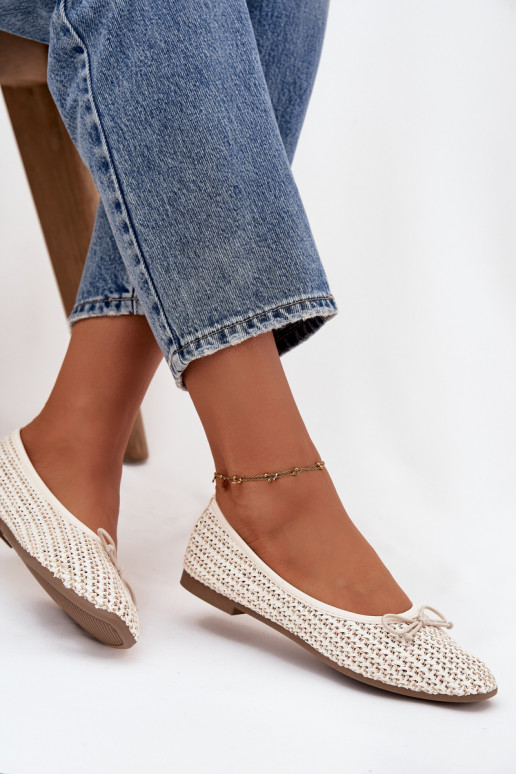 Balerinos  I Kokardką dramblio kaulo spalvos Belirra