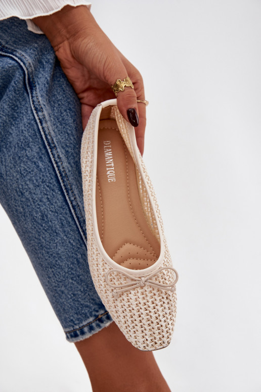 Balerinos  I Kokardką dramblio kaulo spalvos Belirra