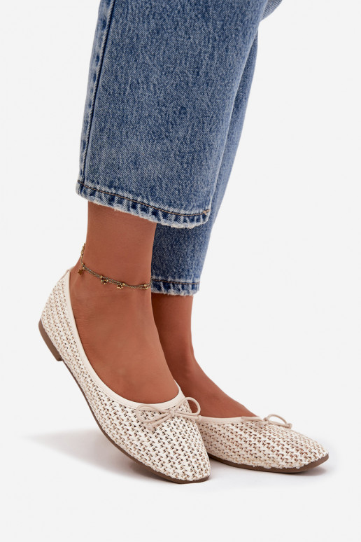 Balerinos  I Kokardką dramblio kaulo spalvos Belirra