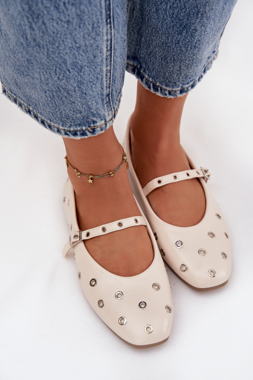 Balerinos  Ze sidabro spalvosmi Elementami smėlio spalvos Marivon