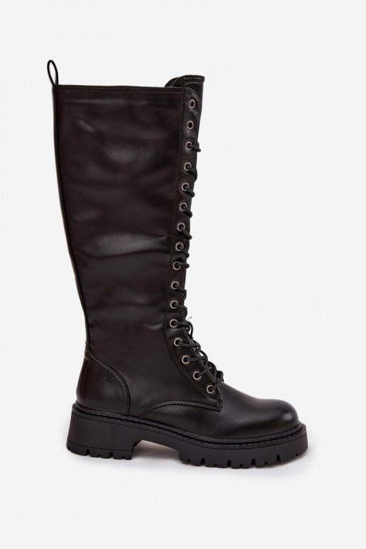 pašiltinti su raišteliais ilgaauliai batai kerziniai batai  Juodos spalvos Novissa