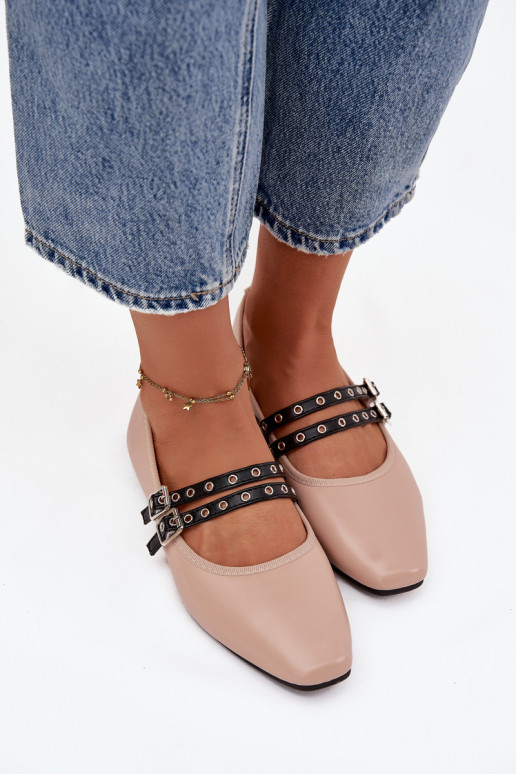 Balerinos  su juostelėmis smėlio spalvos Deliora