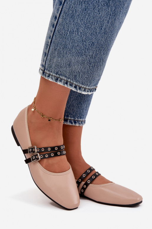 Balerinos  su juostelėmis smėlio spalvos Deliora