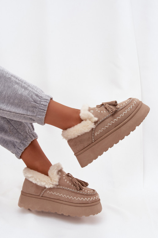 sniego batai  su platforma su kailiuku  smėlio spalvos Ferayne