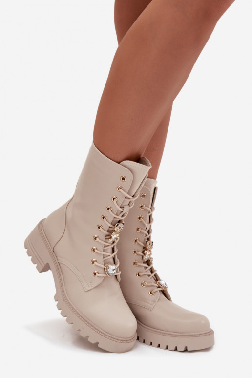 aulinukai  Z Przypinkami Meškiukai su širdelėmis smėlio spalvos Iravine