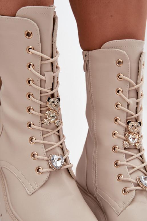 aulinukai  Z Przypinkami Meškiukai su širdelėmis smėlio spalvos Iravine