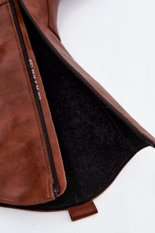   ilgaauliai batai kaubojiško stiliaus su kulniukais pašiltinti Zazoo 70155 rudos spalvos