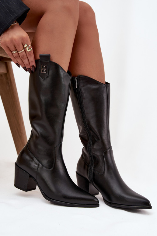   ilgaauliai batai kaubojiško stiliaus su kulniukais pašiltinti Zazoo 70155 Juodos spalvos