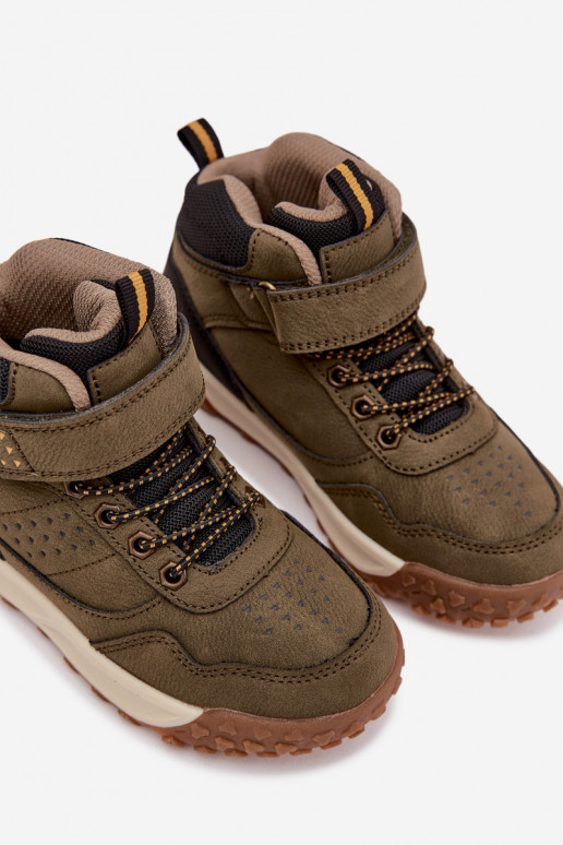 žygio batai Vaikiški su lipniais užsegimais chaki spalvos Pavisse