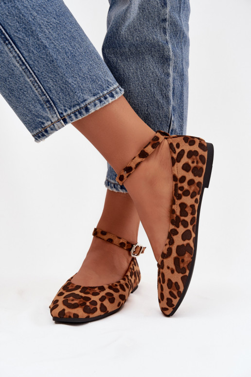 Balerinos  su dirželiais I su sagtimis su leopardo kailio raštais Janelor