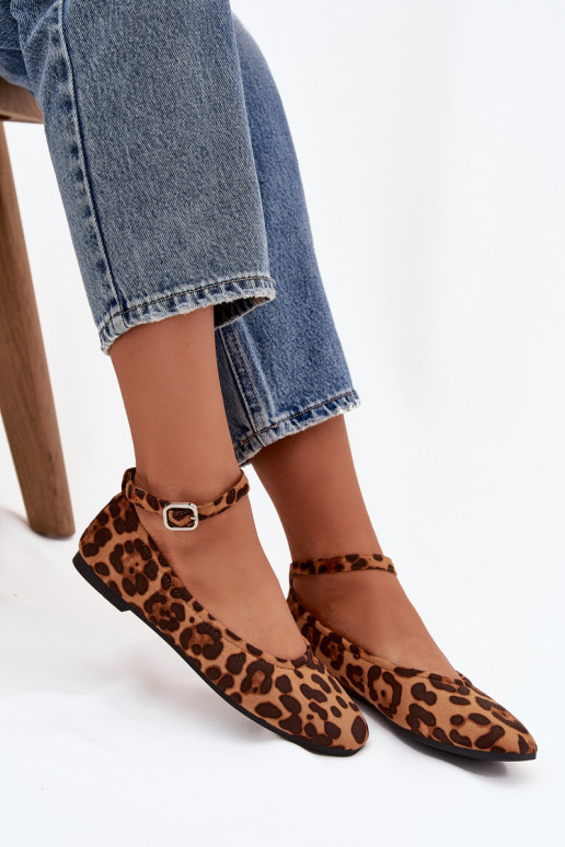 Balerinos  su dirželiais I su sagtimis su leopardo kailio raštais Janelor