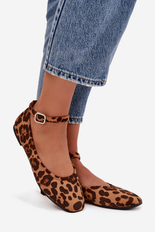 Balerinos  su dirželiais I su sagtimis su leopardo kailio raštais Janelor