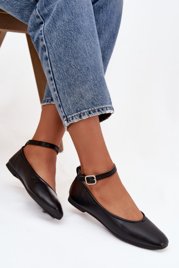 Balerinos  su dirželiais I su sagtimis Juodos spalvos Janelor