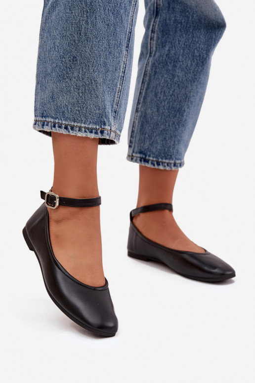 Balerinos  su dirželiais I su sagtimis Juodos spalvos Janelor