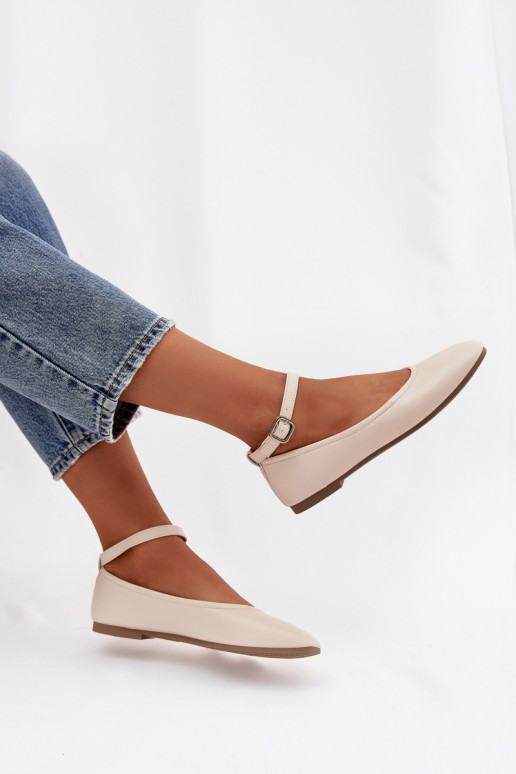 Balerinos  su dirželiais I su sagtimis smėlio spalvos Janelor