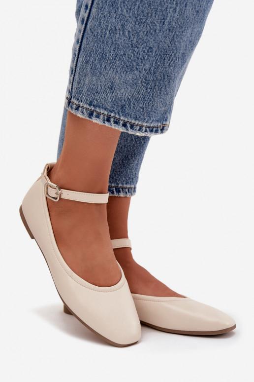 Balerinos  su dirželiais I su sagtimis smėlio spalvos Janelor