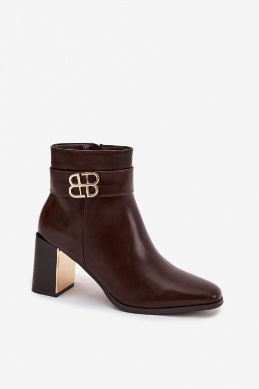 Moteriški aulinukai su dirželiais I aukso spalvosm Detalem Czekoladowe Galinne